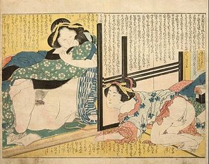 Shunga masturbazione da Katsushika Hokusai